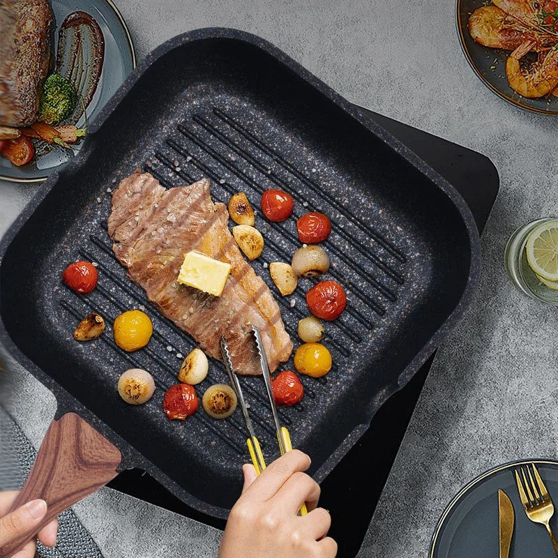 Healthy Cooking Square Frying Pan with 5-Layer Nonstick Surface