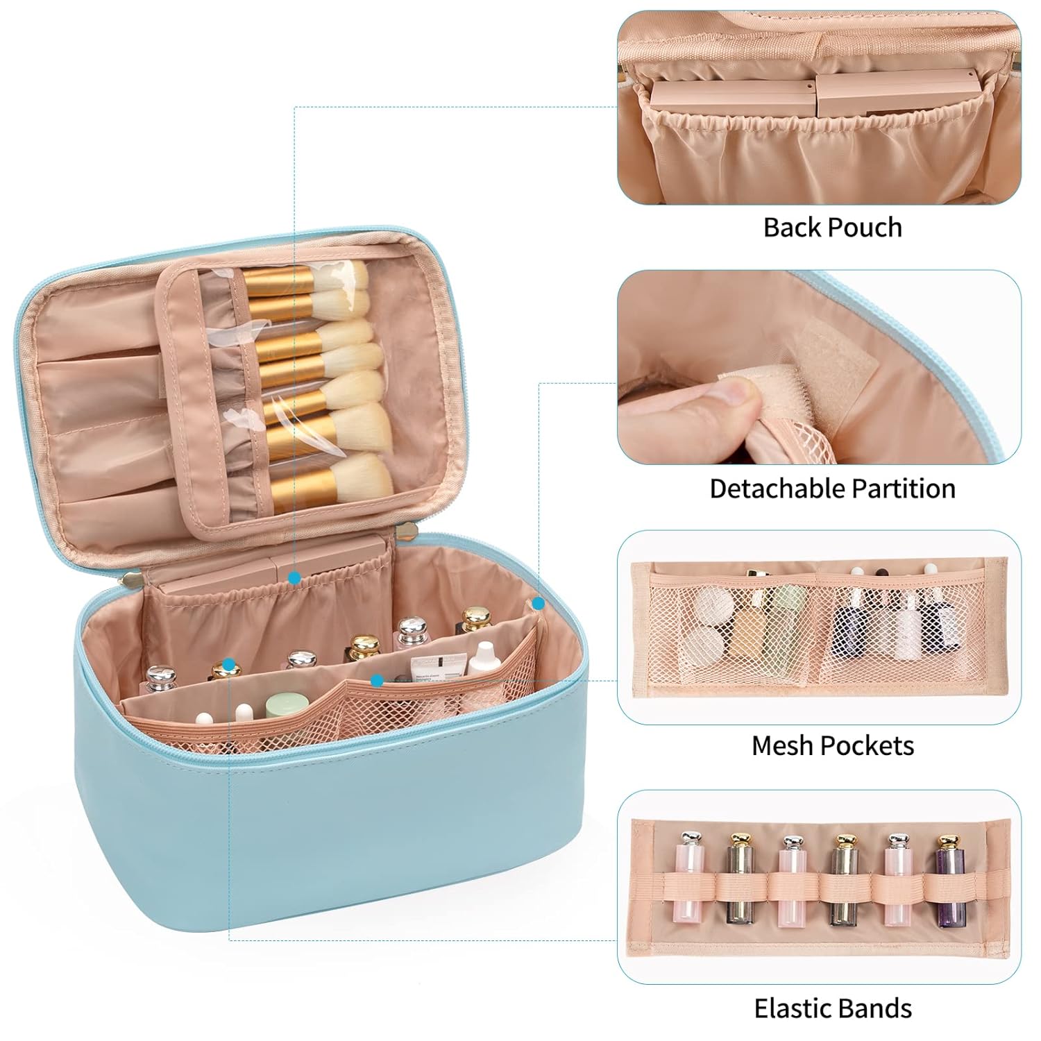 Adjustable Divider Makeup Organizer Bag – Travel-Friendly Beauty Case