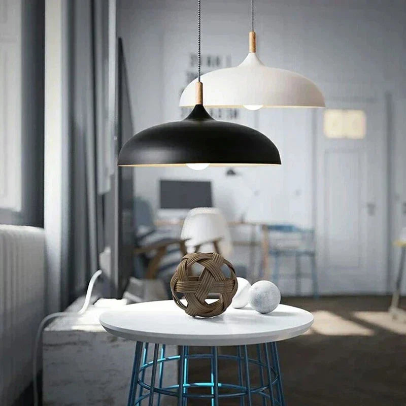 Oak Wood Pendant Light with Warm LED Lighting – Scandinavian Design