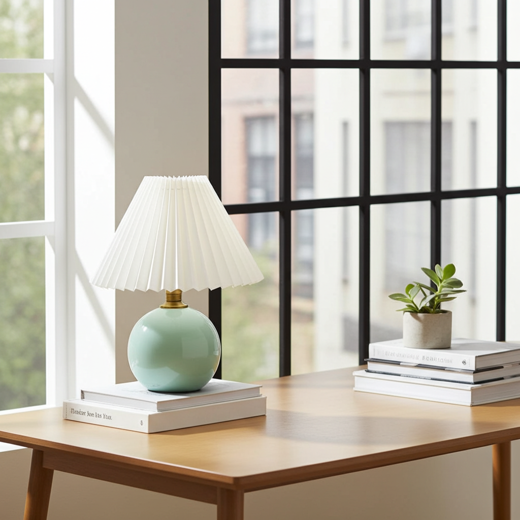 Nordic Pleated Table Lamp LED USB Foldable Bedside Desk Light Art Home Decor
