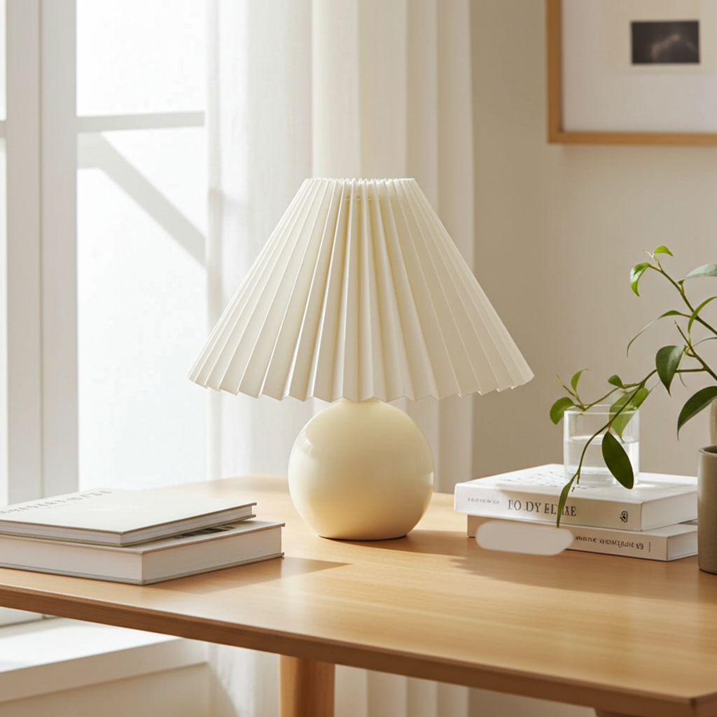 Nordic Pleated Table Lamp LED USB Foldable Bedside Desk Light Art Home Decor