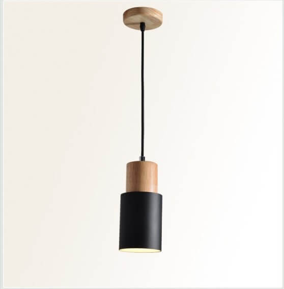 Scandinavian Style LED Hanging Light Fixture - Wood and Metal