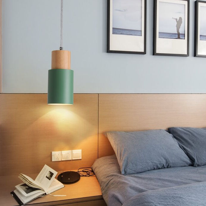 Scandinavian Style LED Hanging Light Fixture - Wood and Metal