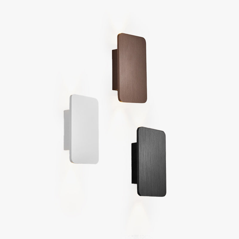 Hardwired Rectangular Wall Lamp - Metal, IP20, Available in Gold, Black, Coffee, White & Grey
