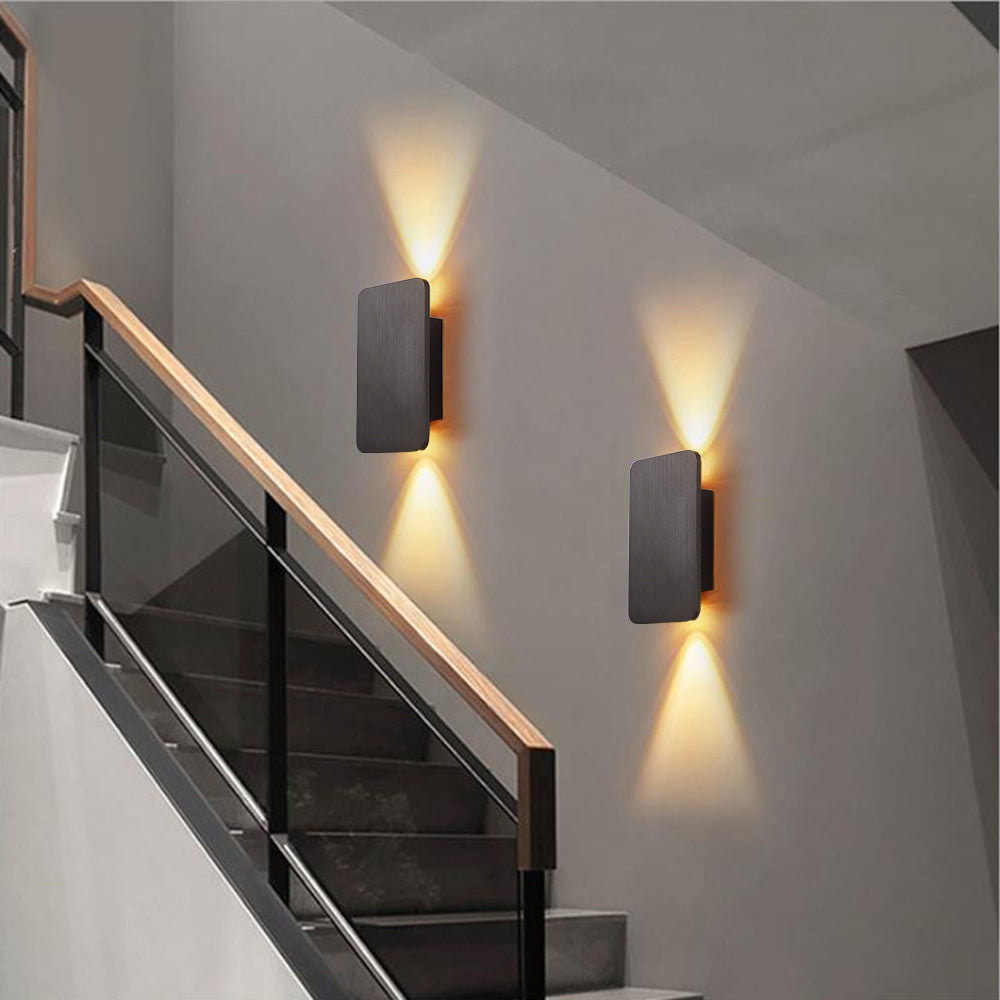 Hardwired Rectangular Wall Lamp - Metal, IP20, Available in Gold, Black, Coffee, White & Grey