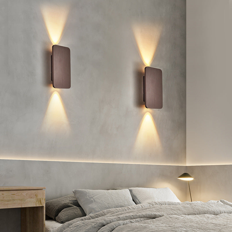 Hardwired Rectangular Wall Lamp - Metal, IP20, Available in Gold, Black, Coffee, White & Grey