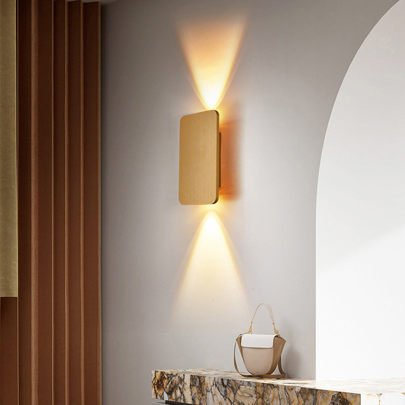 Hardwired Rectangular Wall Lamp - Metal, IP20, Available in Gold, Black, Coffee, White & Grey