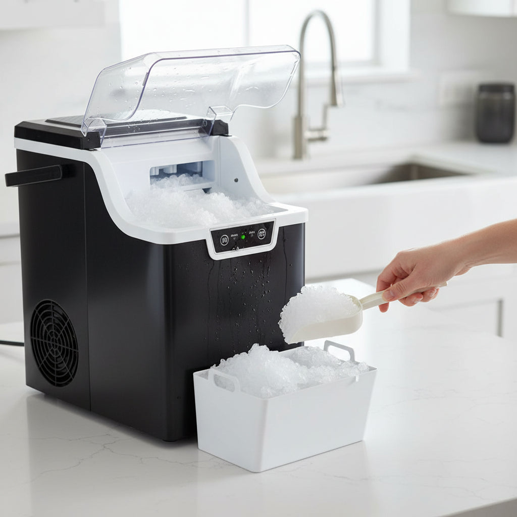 Portable Countertop Ice Maker with Self-Cleaning Feature – Quick Ice Production for Home or Office