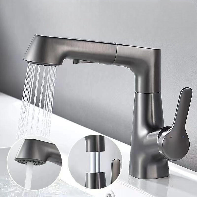 Rotating Hand Shower with Retractable Bathroom Faucet