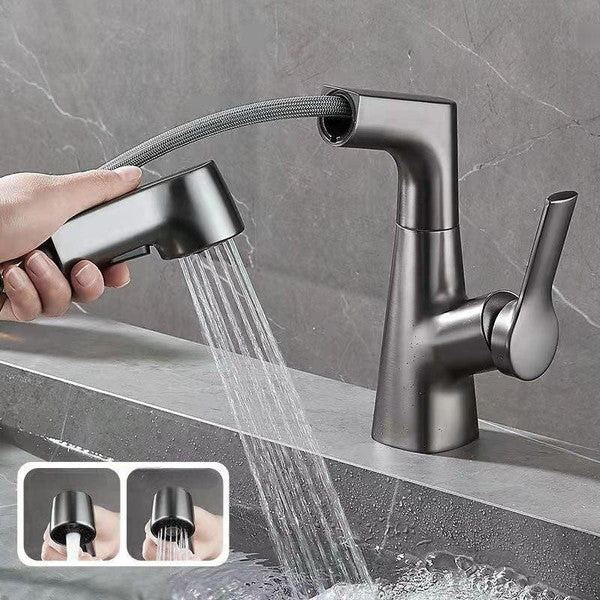 Rotating Hand Shower with Retractable Bathroom Faucet