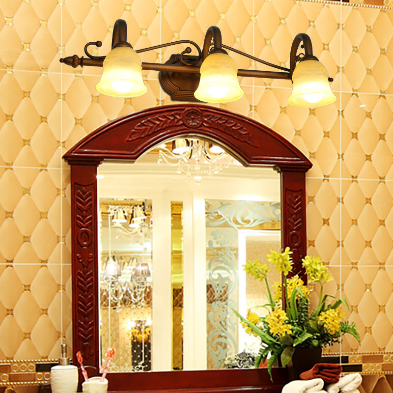 2/3/4 Lights Bell Vanity Lamp Vintage Style White Glass Sconce Light Fixture for Bathroom - Traditional Design, 9" Shade Height, E26/E27 Bulb Base, LED/Incandescent/Fluorescent Compatible