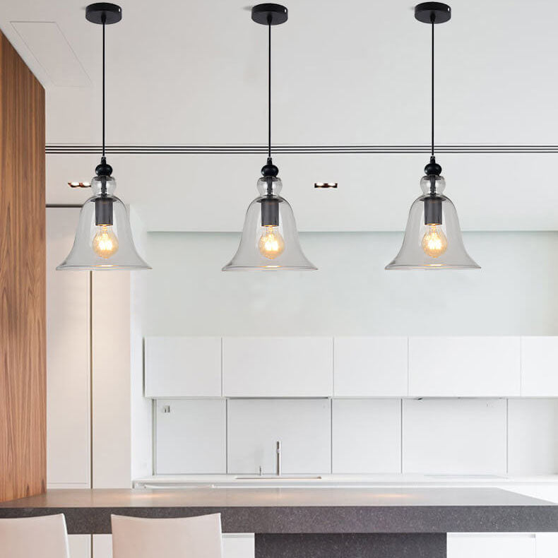 1-Light Industrial Glass Bell Pendant Lamp by Taavita