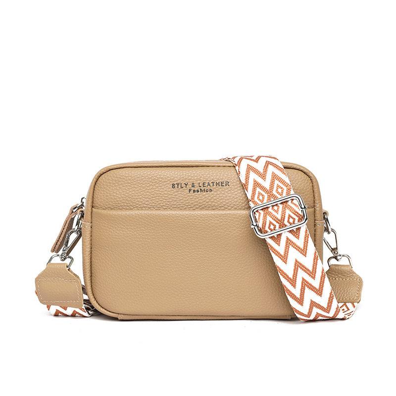 Genuine Leather Crossbody Bag | First-Layer Cowhide Leather | Three-Dimensional Outer Pocket | Comfortable Fit