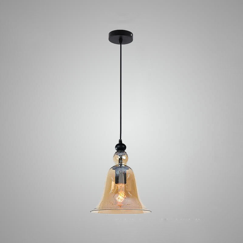 1-Light Industrial Glass Bell Pendant Lamp by Taavita