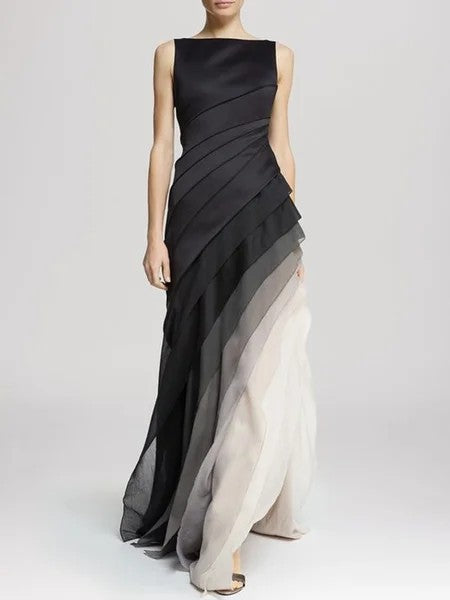 Women’s Evening Gown | Multi-layered Ombre Chiffon Overlay | Flattering Fit | Elegant Formal Wear