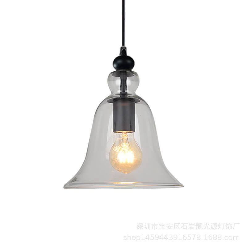 1-Light Industrial Glass Bell Pendant Lamp by Taavita