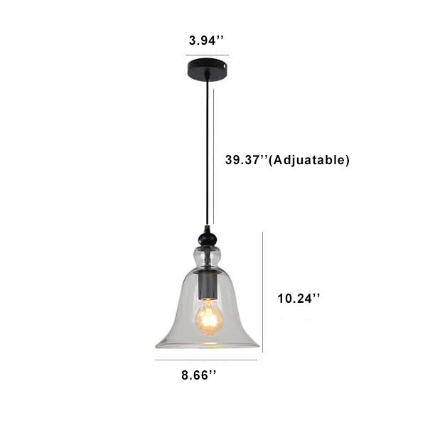 1-Light Industrial Glass Bell Pendant Lamp by Taavita