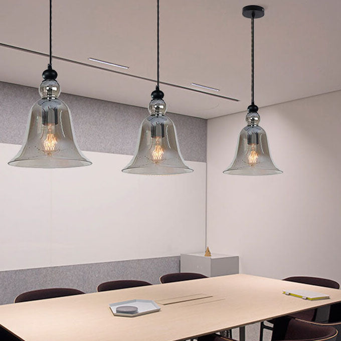 1-Light Industrial Glass Bell Pendant Lamp by Taavita