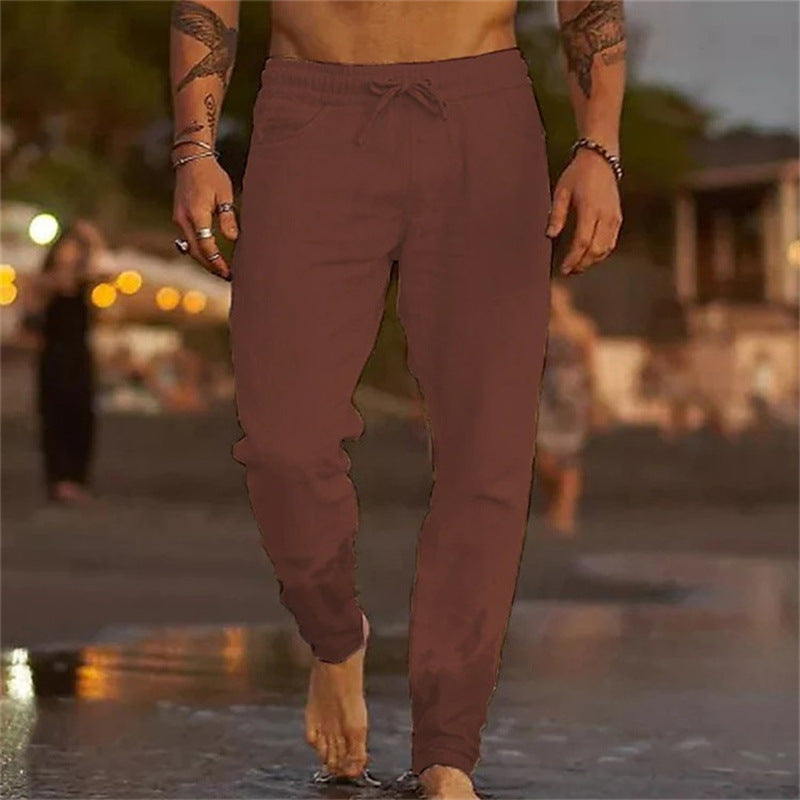 Men’s Casual Jogger Pants | Adjustable Drawstring Waist | Breathable Linen Fabric | Comfortable Fit