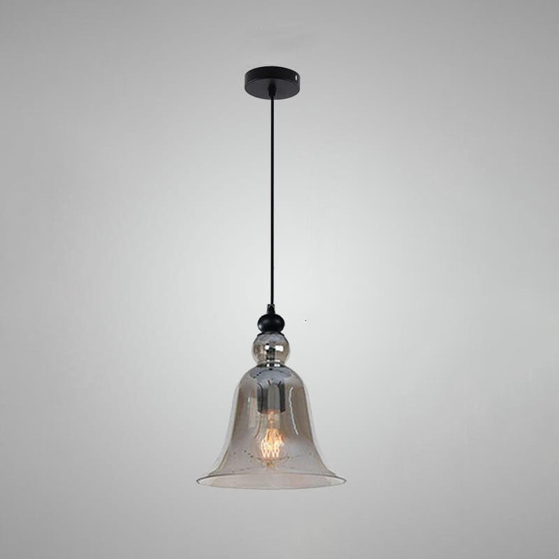 1-Light Industrial Glass Bell Pendant Lamp by Taavita