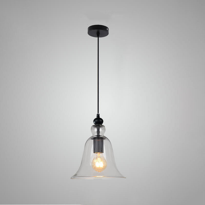 1-Light Industrial Glass Bell Pendant Lamp by Taavita