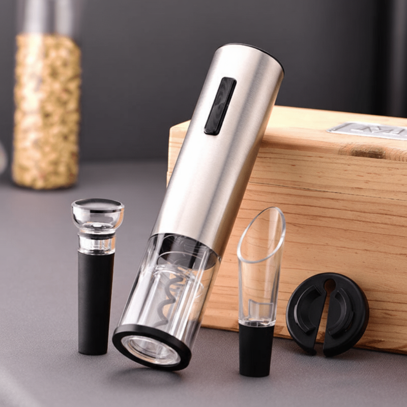 CorkMaster 4-in-1 Electric Wine Opener Set with Accessories
