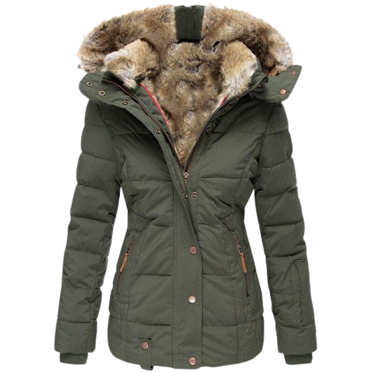 Women’s Winter Jacket | Slim Fit with Soft Fur Lining | Button Closure & Vertical Collar | Versatile Style for Formal & Casual Wear