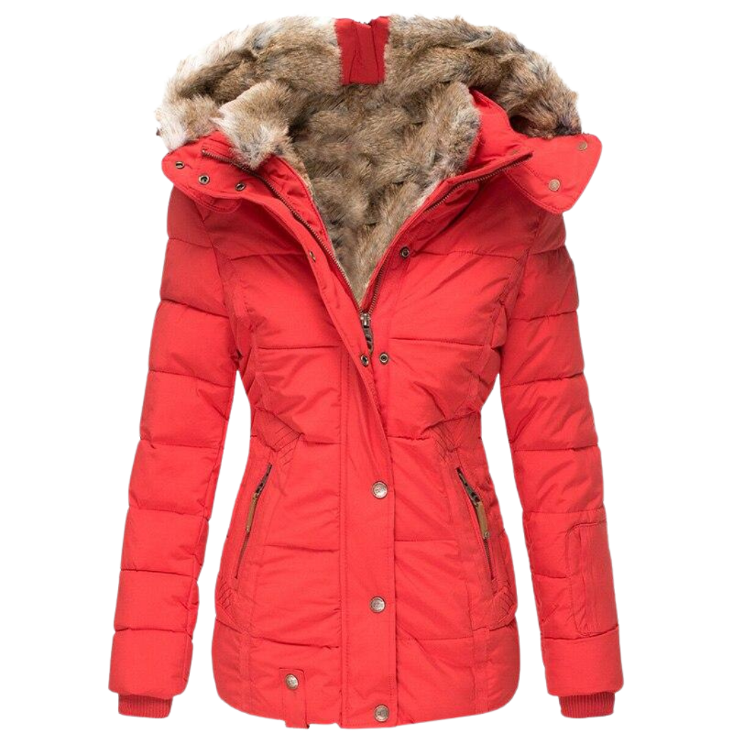 Women’s Winter Jacket | Slim Fit with Soft Fur Lining | Button Closure & Vertical Collar | Versatile Style for Formal & Casual Wear