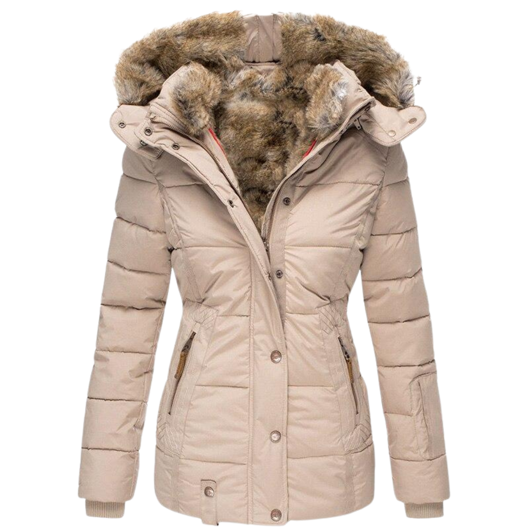 Women’s Winter Jacket | Slim Fit with Soft Fur Lining | Button Closure & Vertical Collar | Versatile Style for Formal & Casual Wear