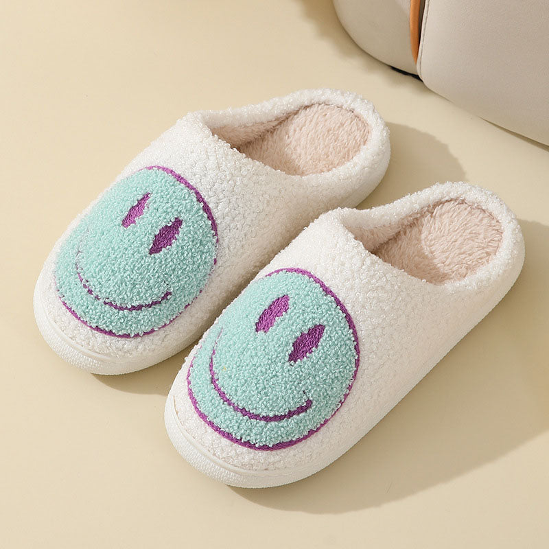 Indoor Slip-On Slippers | Plush Fleece Lining & Slip-Resistant Sole | Big Smiley Face Design | Comfortable Fit