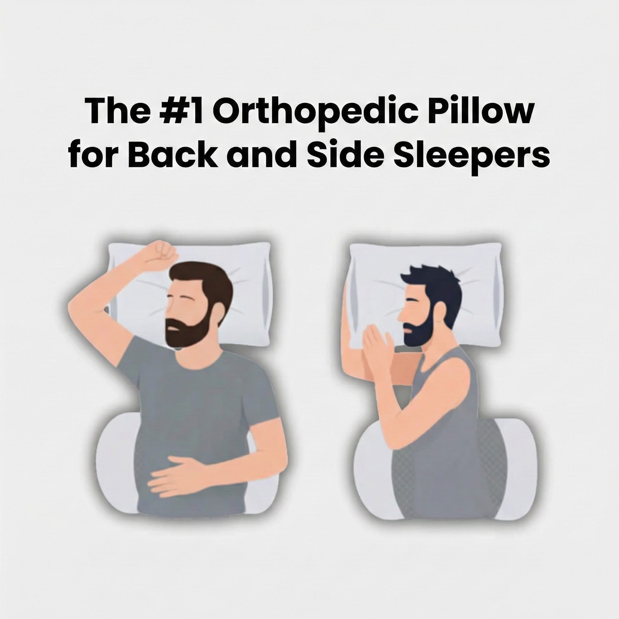 Contour Support Pillow for Back and Side Sleepers - Memory Foam Relief for Sciatica and Lumbar