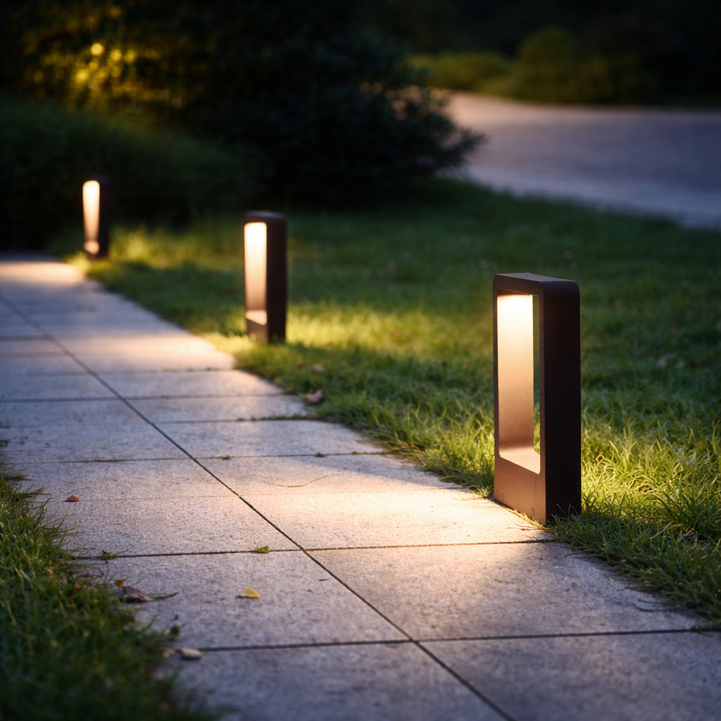 Sleek Waterproof LED Garden Path Light in Black Aluminum