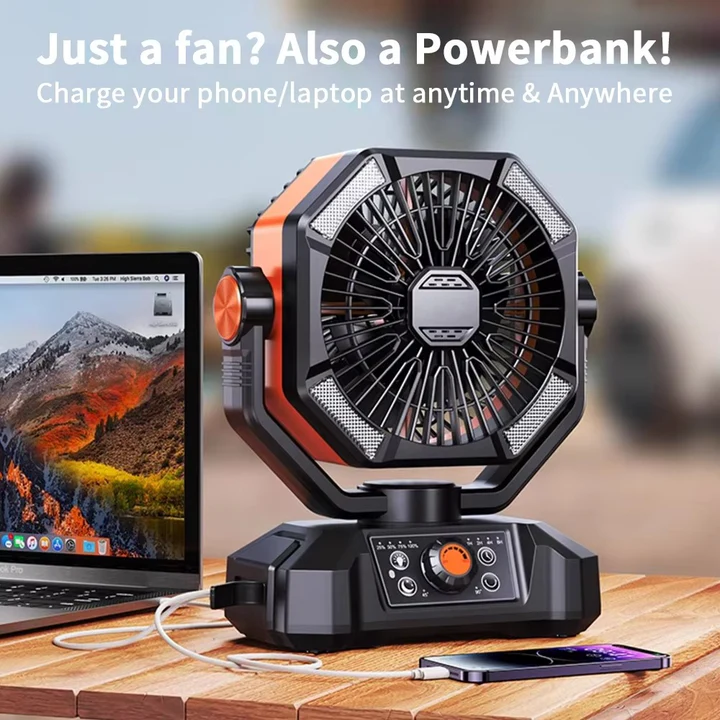 Portable Camping Fan with USB Power – Rechargeable Outdoor Cooling