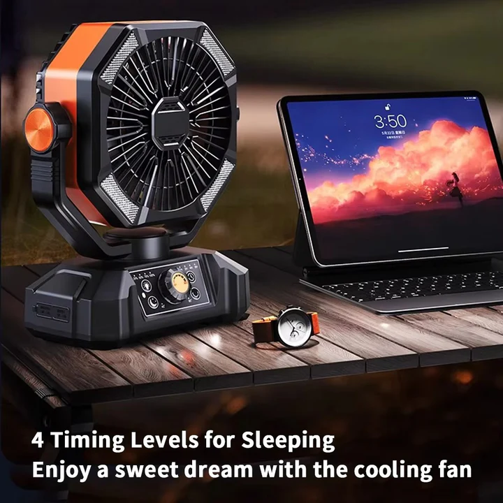 Portable Camping Fan with USB Power – Rechargeable Outdoor Cooling