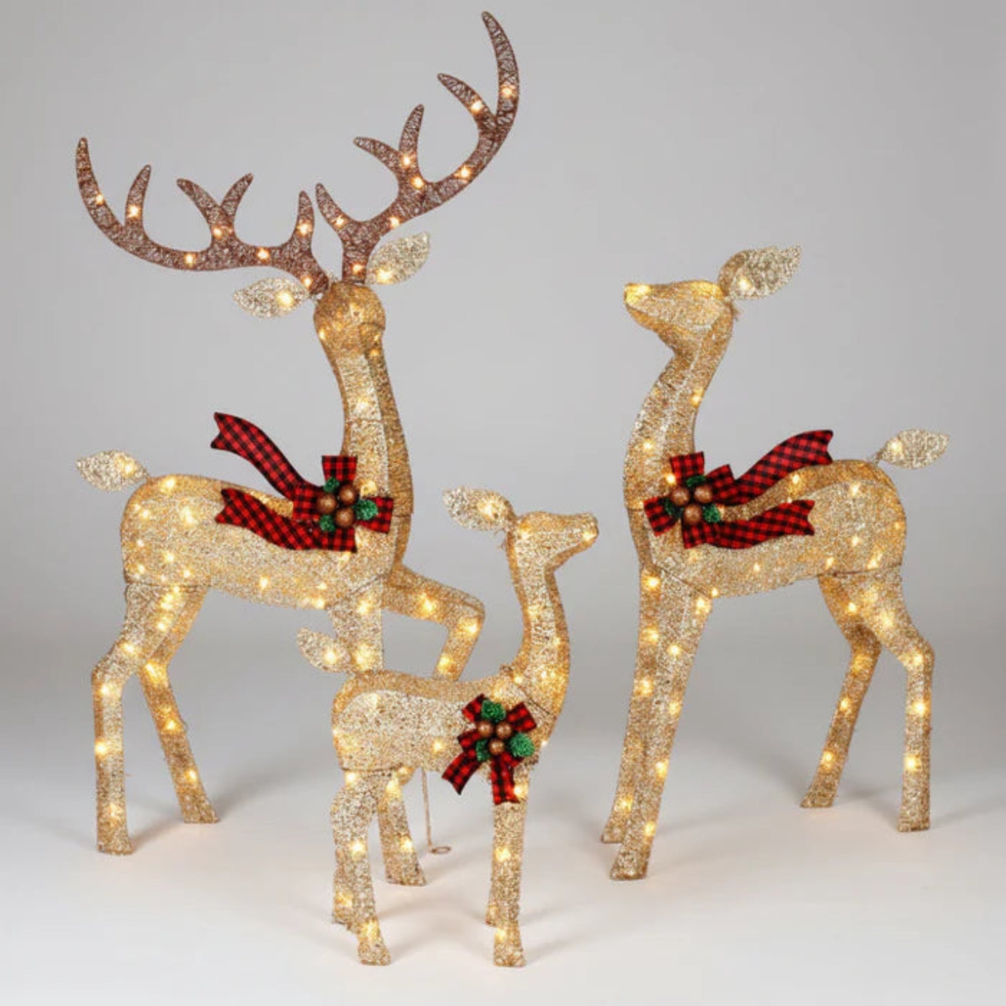 Illuminated Reindeer Family Yard Decoration for the Holidays