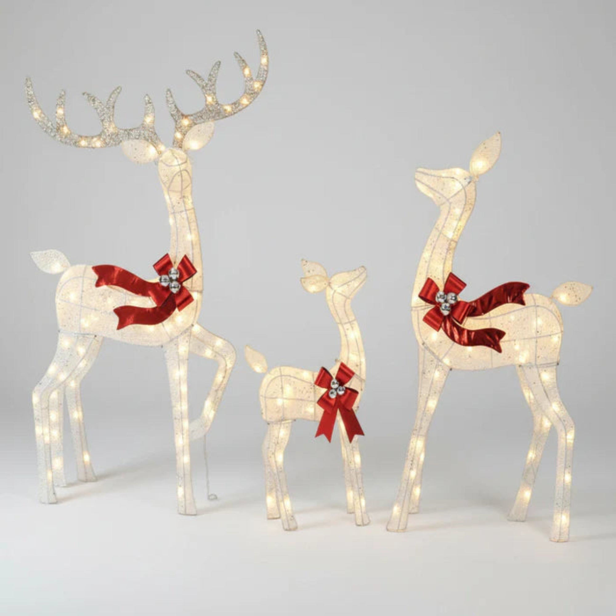 Illuminated Reindeer Family Yard Decoration for the Holidays