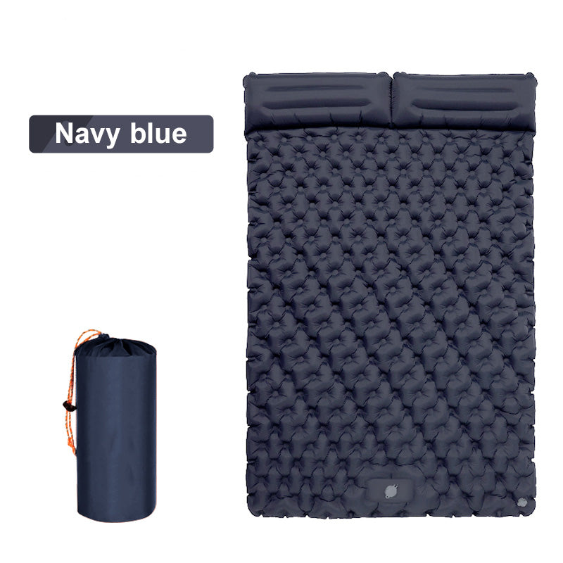 Self-Inflating Double Air Mattress with Integrated Pillow Pump for Camping