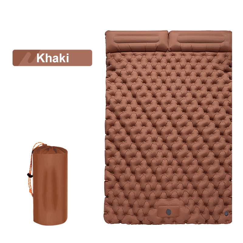 Self-Inflating Double Air Mattress with Integrated Pillow Pump for Camping