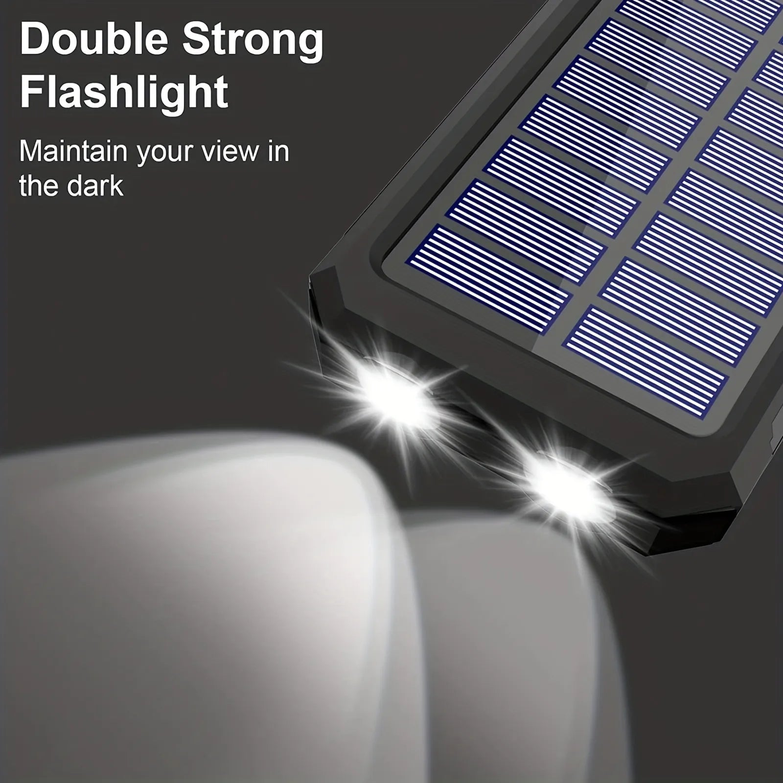 Solar-Powered Flashlight and Power Bank – 20000mAh for Camping and Hiking