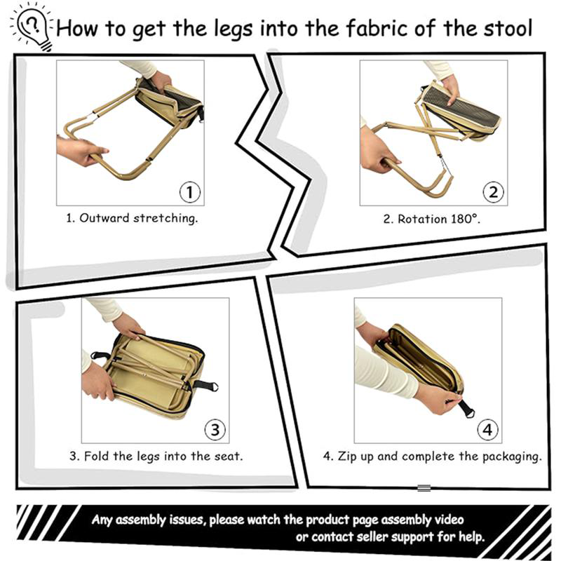 Foldable Backpack Stool for Outdoor Use - Lightweight Portable Seating