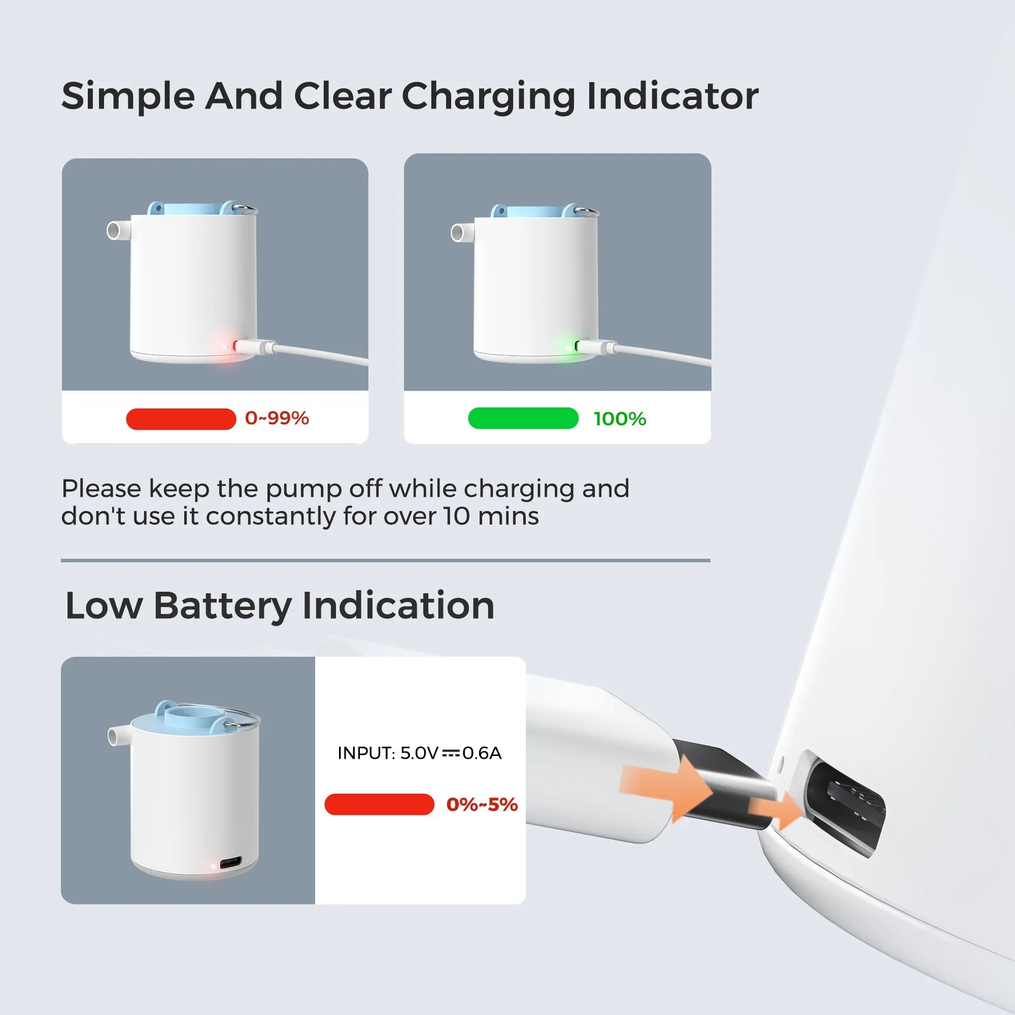 Portable Mini Air Pump for Camping and Beach – USB Rechargeable