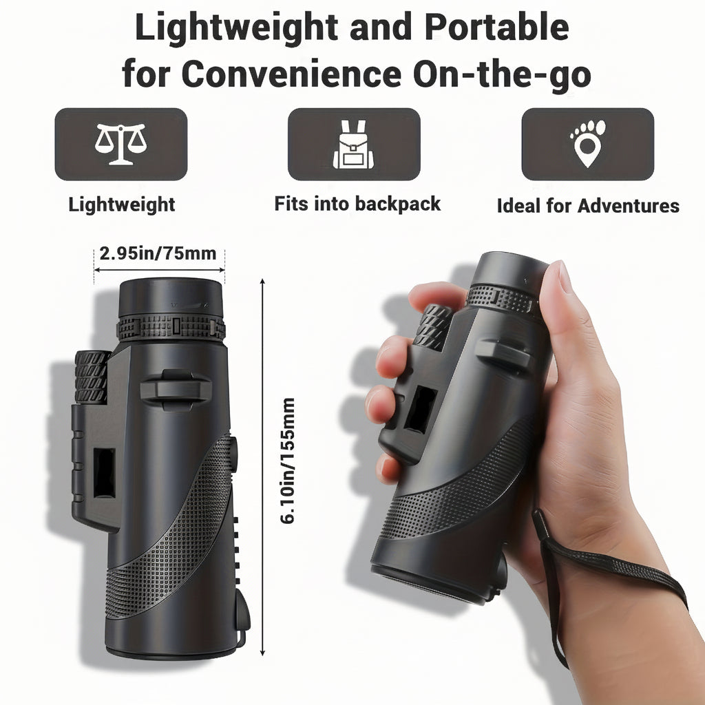Compact Monocular Telescope with 8x Zoom and Smartphone Adapter for Travel and Bird Watching