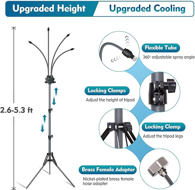 Patio Cooling System – Adjustable Height Water Mister with Fine Spray