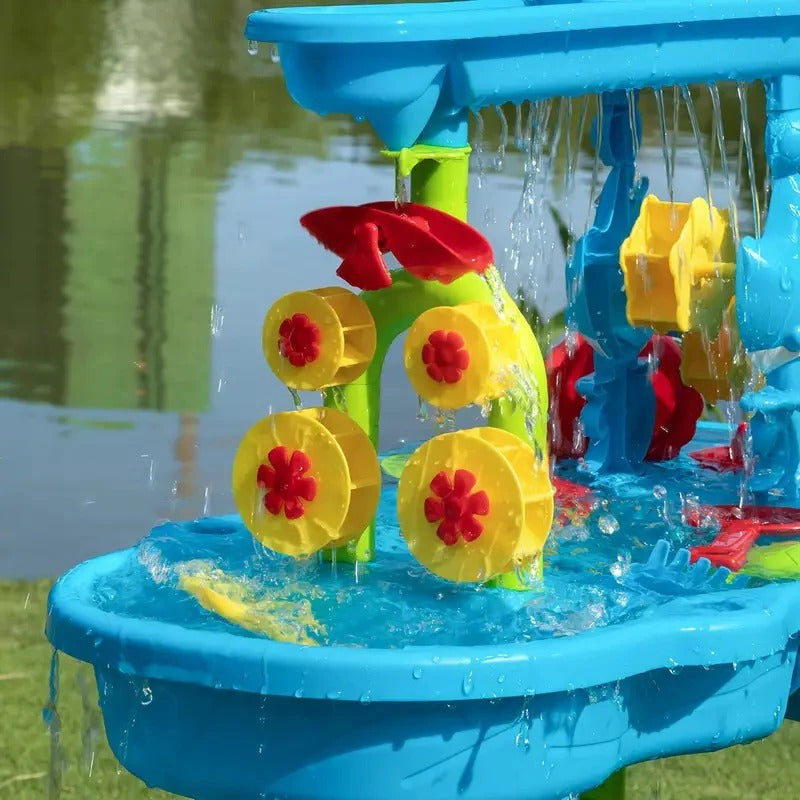 Multi-Section Sand and Water Activity Table for Outdoor Kids Play