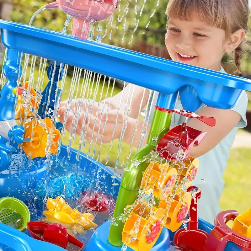 Multi-Section Sand and Water Activity Table for Outdoor Kids Play
