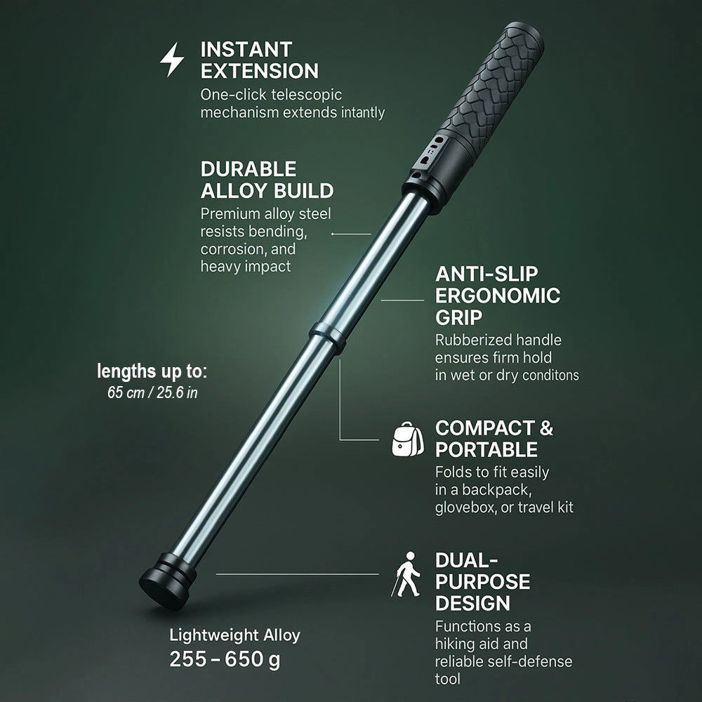 Telescopic Hiking Pole for Outdoor Stability - Compact with Anti-Slip Grip