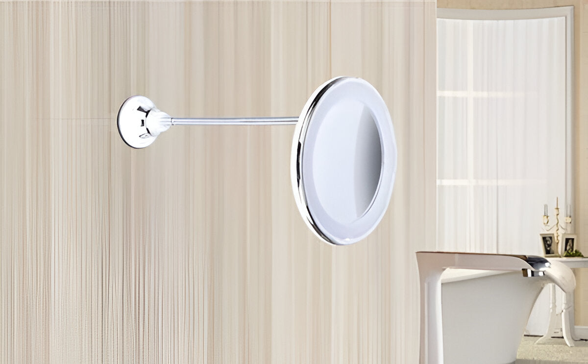 Compact 10X Suction Cup LED Vanity Mirror