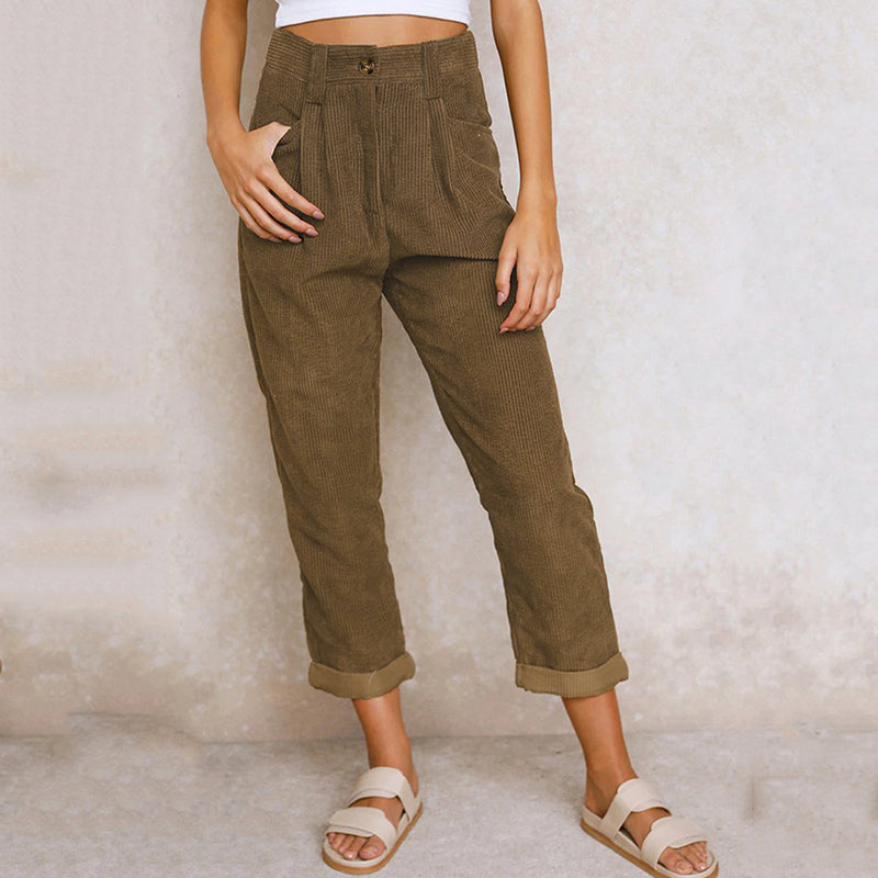 Women’s Corduroy Pants | Relaxed Fit & Rolled Hem | Soft Corduroy Fabric | Comfortable Everyday Wear