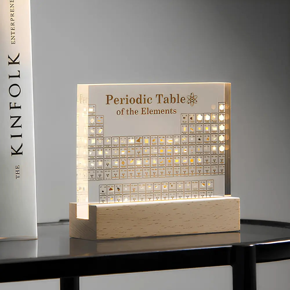 Radiant Element Display: Illuminated Periodic Table Showcase
