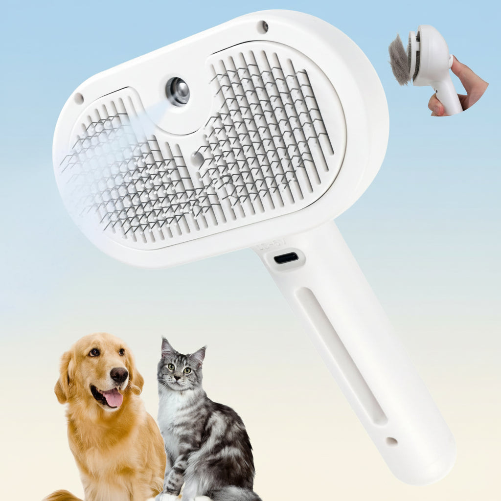 Self-Cleaning Pet Care Brush with Massage and Mist Features
